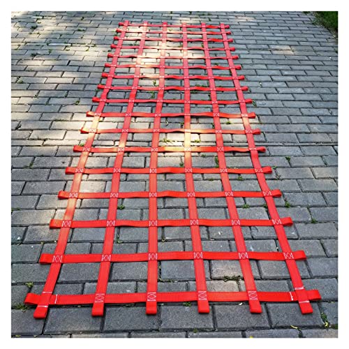 DREAMOSA Jungle Gym Net,Climbing Net Heavy Duty Cargo Playground Ladder Swing Set Webbing Net Hammock Netting,for Outdoor Treehouse,Ninja Obstacle Course Training,Climbing Wall,Indoor&Outdoor,Red