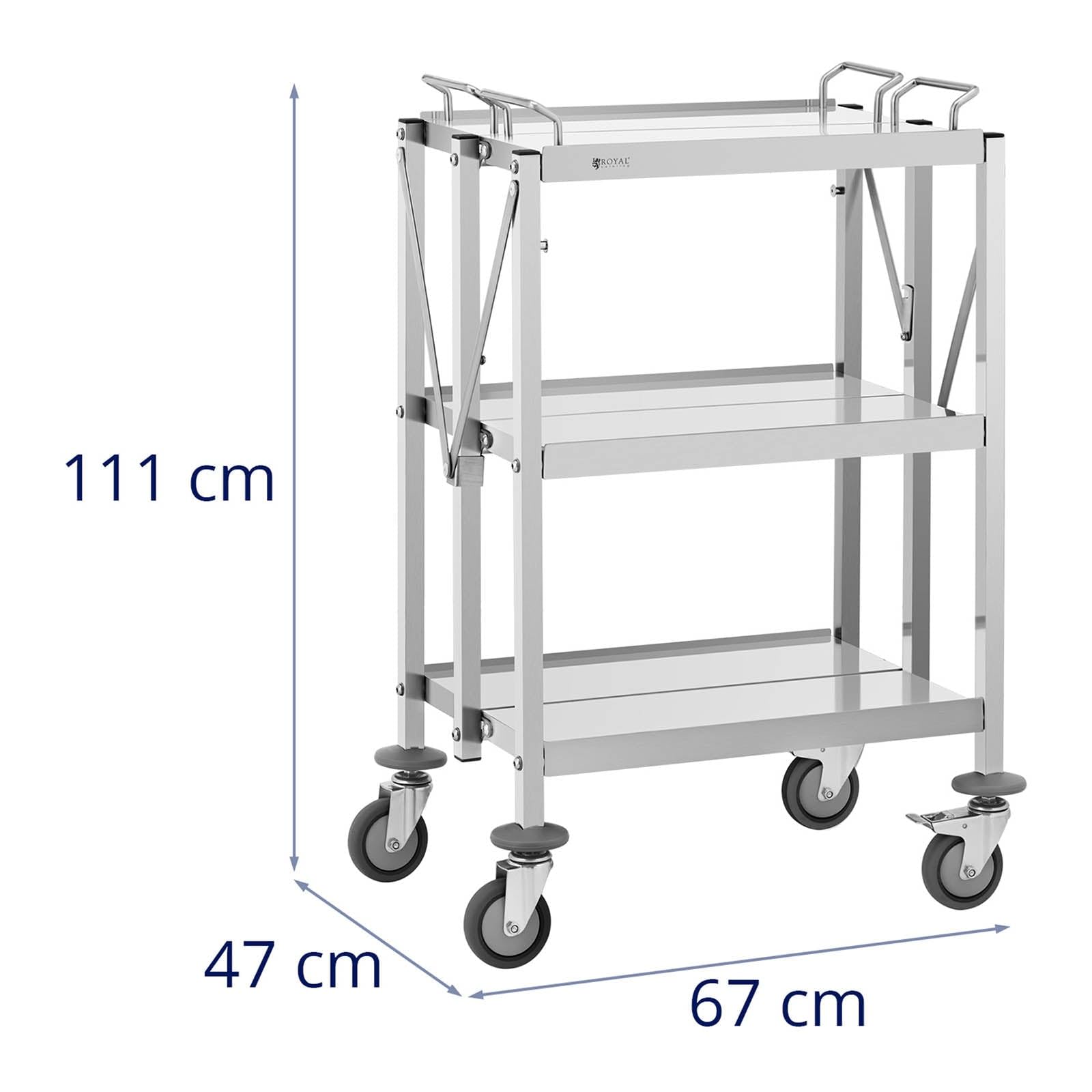Helloshop26 Carrello di servizio 3 ripiani (2X) 50 x 83/40 x 58 cm 90 kg pieghevole in acciaio inossidabile 14_0005038