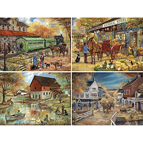 Bits and Pieces – Pack múltiple 4 en 1 con rompecabezas de 300 piezas para adultos – Tema General Store de Country Pond Harvest Café por Ruane Manning, tamaño armado 16" x 20" miniatura 2