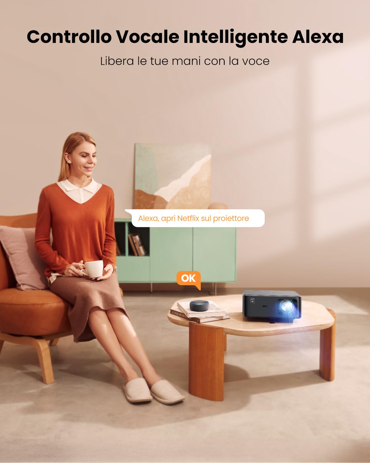 【Google TV 11.0 & JBL】4K, Dolby Audio Proiettore Auto Focus/Keystone,YABER K2s Proiettore Wifi6 Bluetooth 5.2,Videoproiettore Home Cinema 1080P Nativo Full HD con Netflix 7000+ App