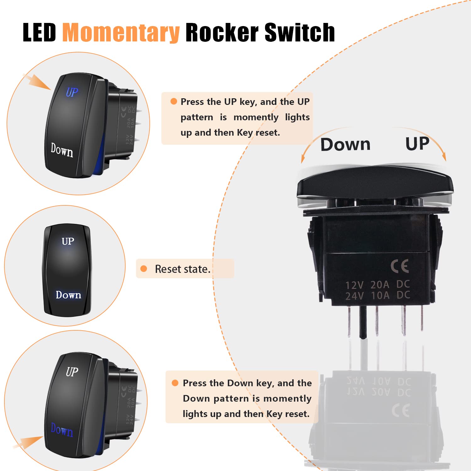 Amazon.com: mankk Momentary Reverse Polarity Rocker Switch 7