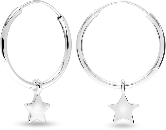 Amazon Brand HIKARO Sterling Silver Jewelry Huggie Charm Hoop Earrings for Women Girl 20 MM
