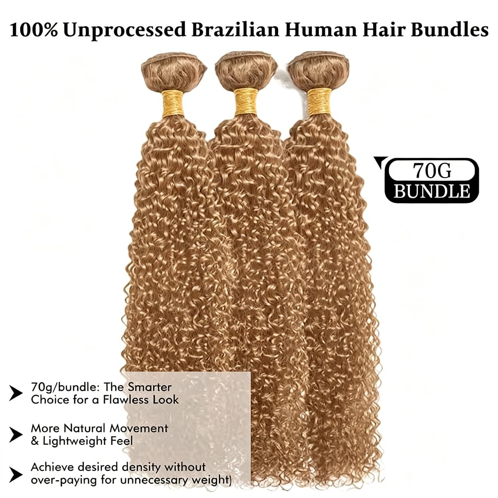 Honey Blonde Kinky Curly Bundles Human Hair 22 22 22 Inch Brazilian Hair image 5