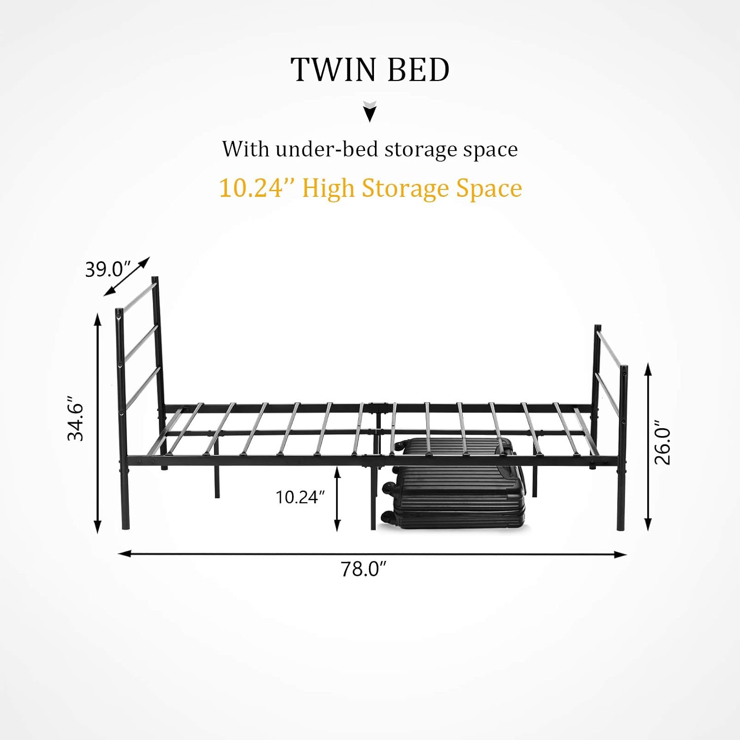 mecor Metal Twin Bed Frame, Platform Bed with 9 Stable Legs with Anti-Scratch Gaskets, with Steel Headboard Footboard, with Durable Metal Slat Support, Twin Size, Black