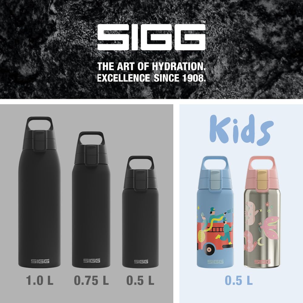 SIGG - Izolowana butelka na napoje – Shield Therm One Black – napoje gazowane – szczelna – nadaje się do mycia w zmywarce – nie zawiera BPA – 90% stal nierdzewna pochodząca z recyklingu – czarna, 1,5