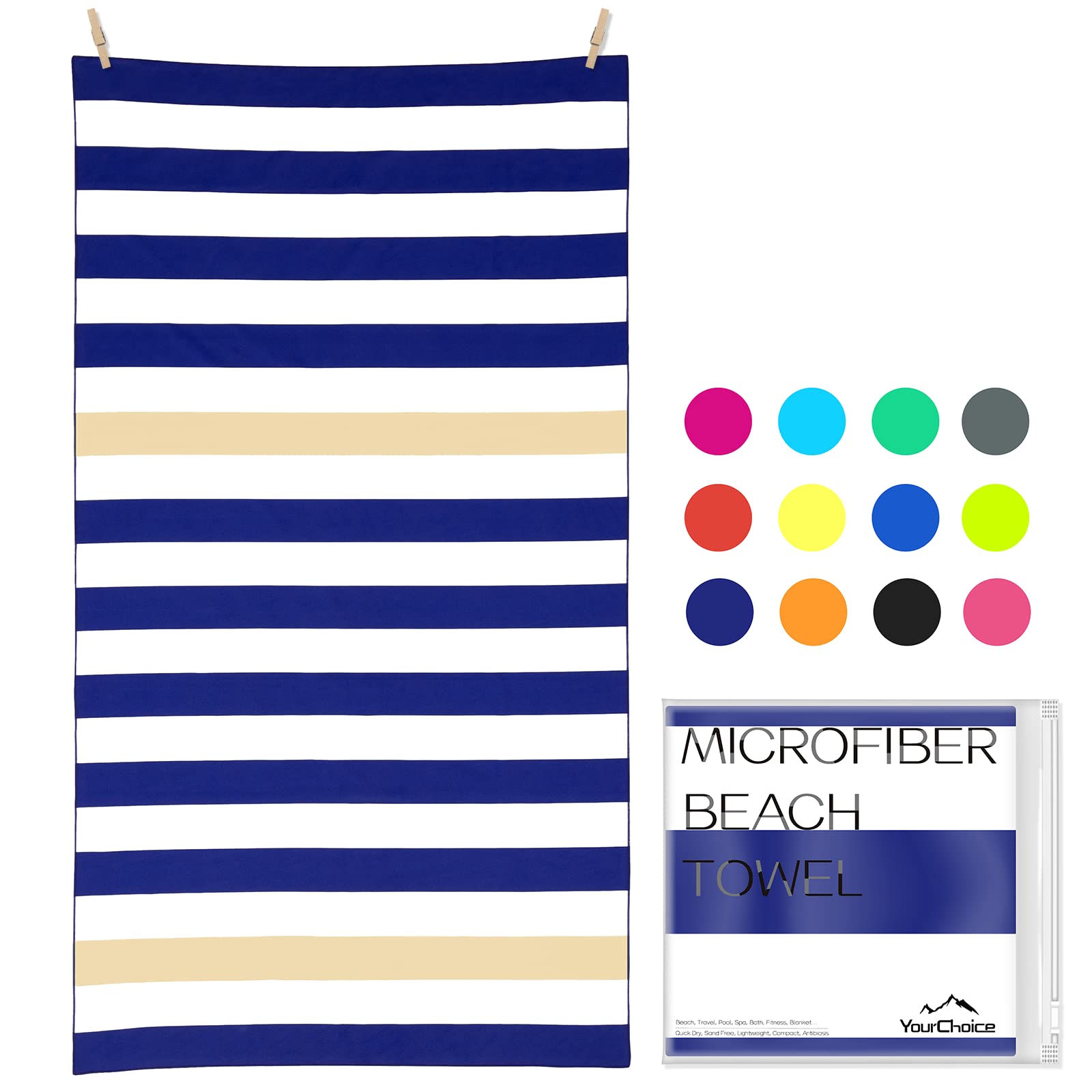 Your Choice Microfiber Quick Dry Sand-Free Beach Towel for Adults & Kids (67x35 Inch, 60x30 Inch) - Oversized, Compact, Lightweight, Absorben
