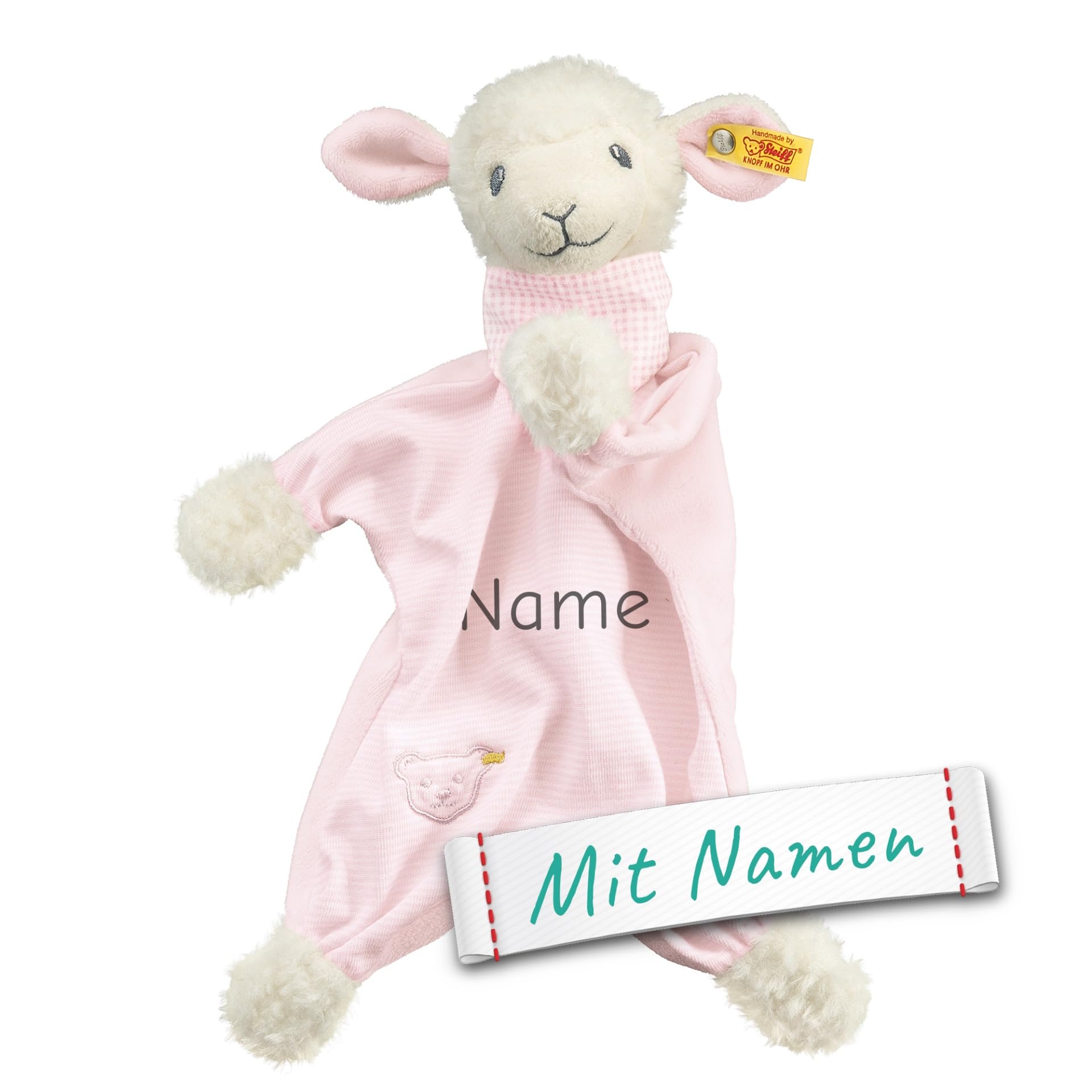 Steiff Träum-süß Lamm Schmusetuch mit Namen Bestickt, Baby & Kleinkinder Spielkamerad & Einschlafhilfe, Mädchen Stofftier Kuscheltuch Schnuffeltuch Kuscheltier