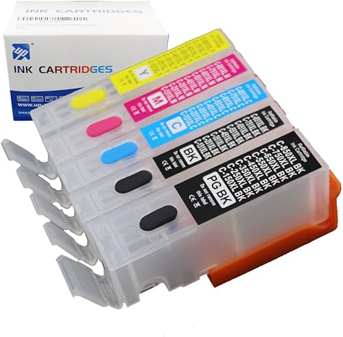 UPink 5 Colors PGI-250 CLI-251 Empty refillable Ink Cartridge Compatible for Canon MG5420 IP7220 MX722 MX922 MG5520 MG6420 MG5620 MG6620 MG5522