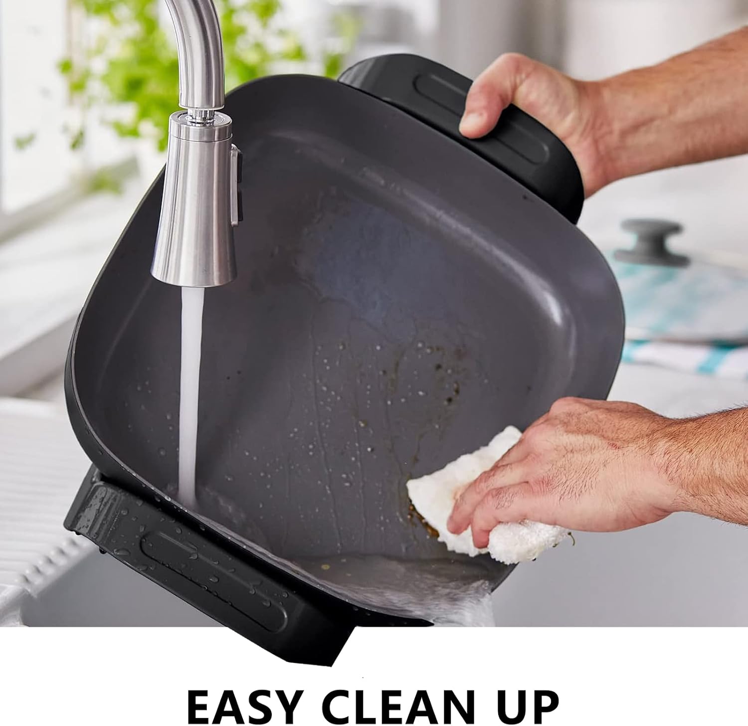 Ceramic Electric Skillet Nonstick - For Fry Sauté Bake Grill and Steam (5QT.)