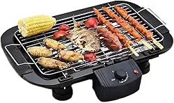 Churrasqueira Elétrica Portátil De Mesa Sem Fumaça 127v ou 220v 1500W Com Grelha Inox Antiaderente e Controle De Temperatura (127v)