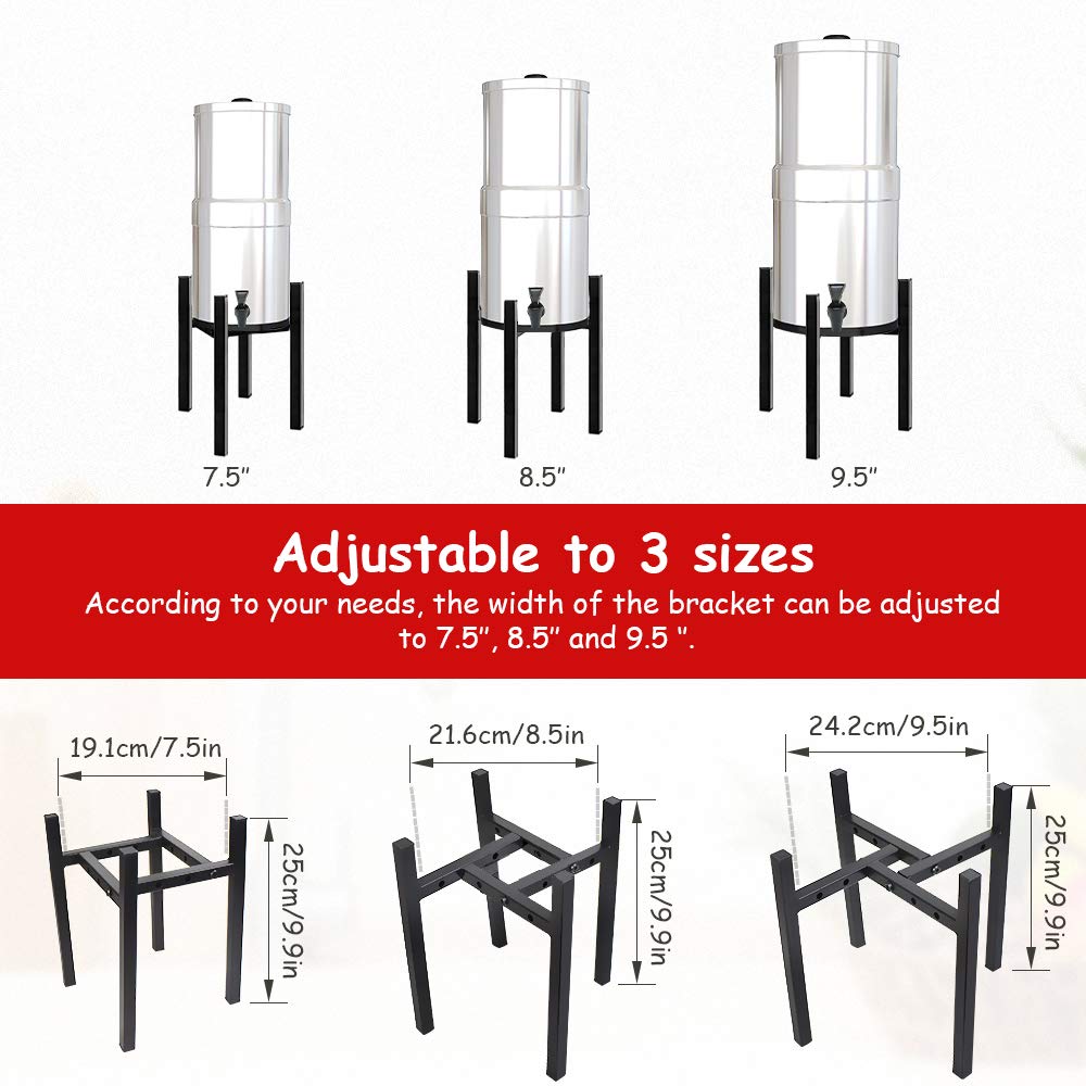 Water Filter System Stand 8" Tall, Compatible Berkey Water Filter, Adjustable Fits 7.5" 8.5" 9.5" Wide, with Non-Skid Pad, ​Applicable to Multi -Size Water Tank