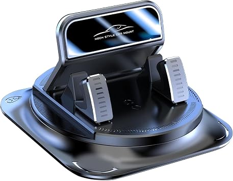 Shakas 360 Degree Rotation Dashboard Phone Holder, Non-Slip One-Hand Operation Navigation Bracket, Self-Adhesive Washable Horizontal and Vertical Placement Holder, for Most Cars Black