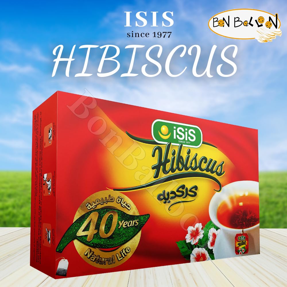 Isis Natural Egyptian Hibiscus Herbal Tea Bags Drinks To Carry It Everywhere For Perfect Start Egypt Aswani Aswan Chai Hybiscus Arab Arabic Herb Herbs Kosher Halal ( 100 Bags ) كركديه