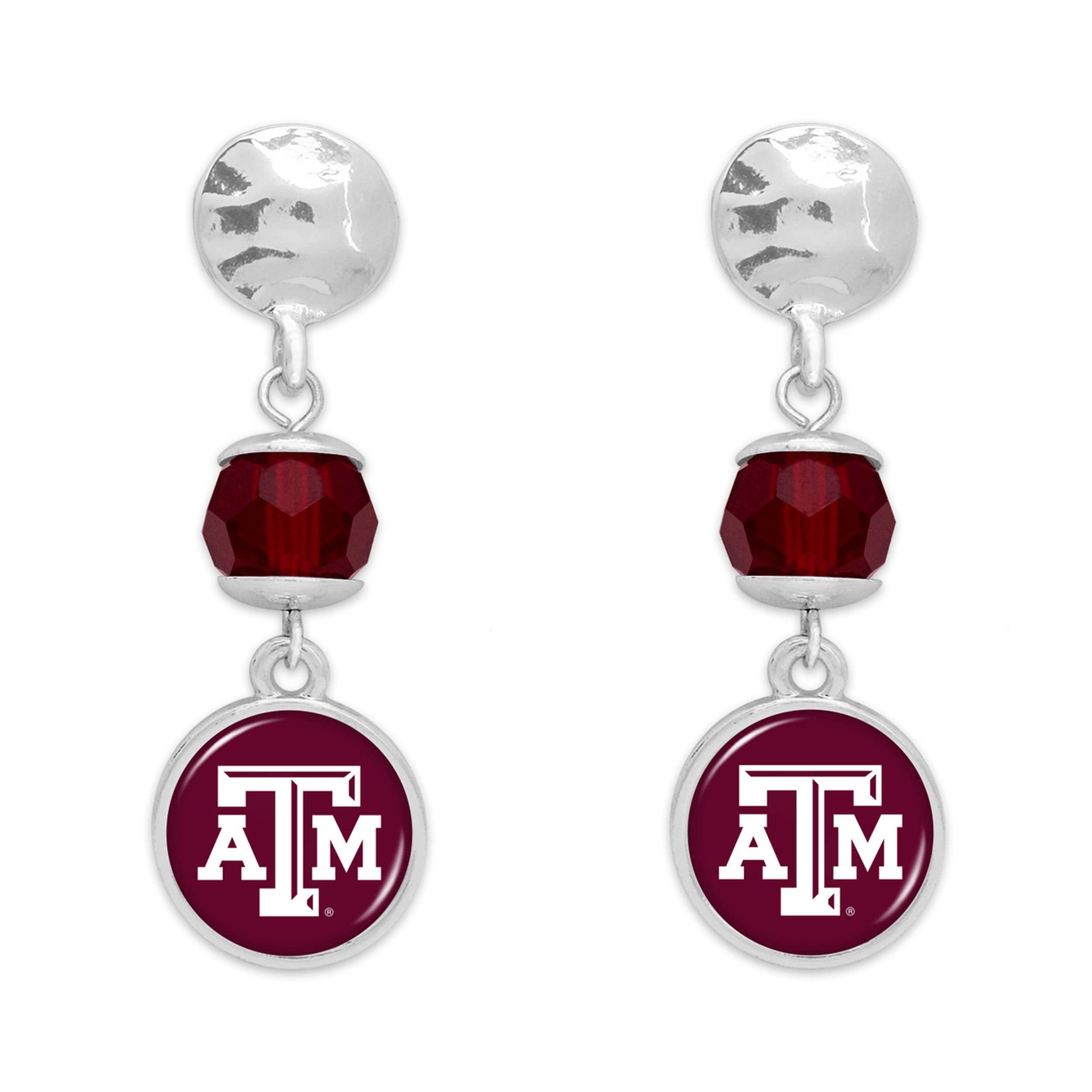 From the Heart Texas A&M Aggies Ivy Crystal Silver Earrings Jewelry Gift TAMU, Crystal, No Gemstone