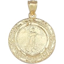 Walking Liberty Coin And Bezel Pendant 10K Yellow Gold