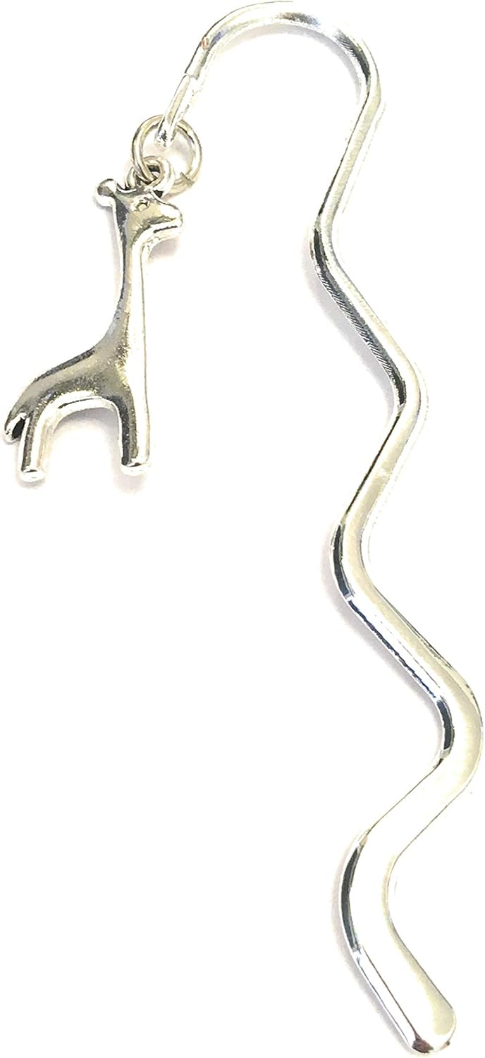 FizzyButton Gifts Silver Tone Giraffe Charm Mini Bookmark in Gift Bag