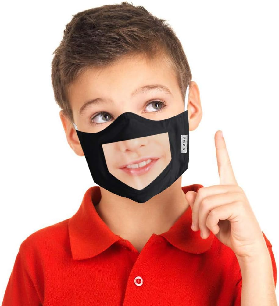 Andees 4PC Reusable Face Ma Dust Mouth Ma with Clear Window Visible Expression for The Deaf and Hard of Hearing, Washable Anti Dust Face Bandanas Protective M for Adults Men Women