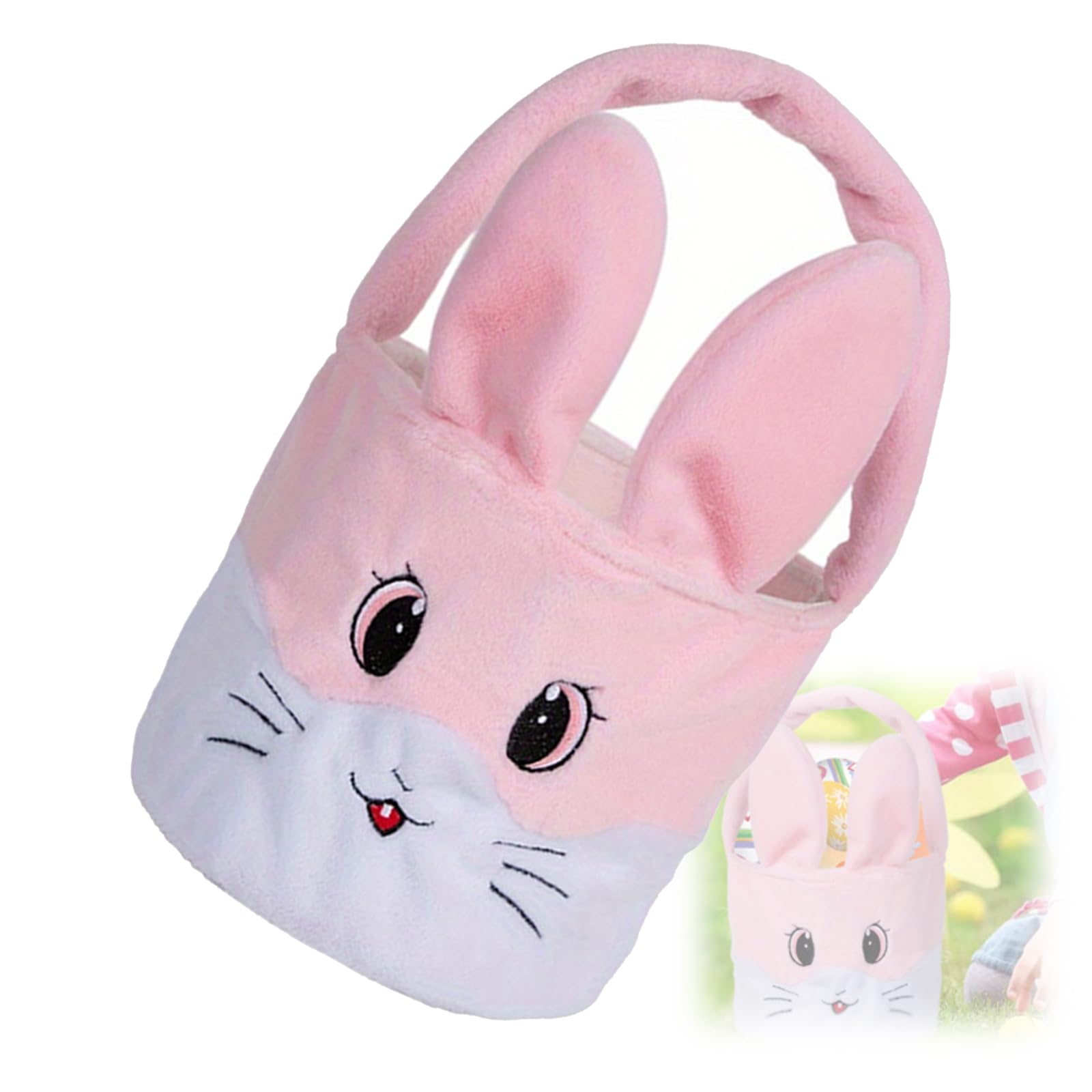 hogtnd Handheld Easter Basket Gift Bag Rabbit Shape Fabric Candy Holder Party Treats Container for Eggs Candy Chocolate Toy Candy Bag