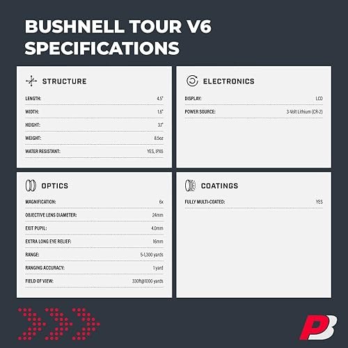 Miniatura 7 de Bushnell Tour V6 Golf Rangefinder Bundle  PinSeeker con Visual JOLT, BITE soporte magnético  Incluye toalla de microfibra PlayBetter y batería CR2