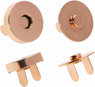 Mini Skater Magnetic Button Clasp Snaps for Sewing Craft Bag Clothing Scrapbooking No Tools Required, 6-Pack 18mm, Rose Gold