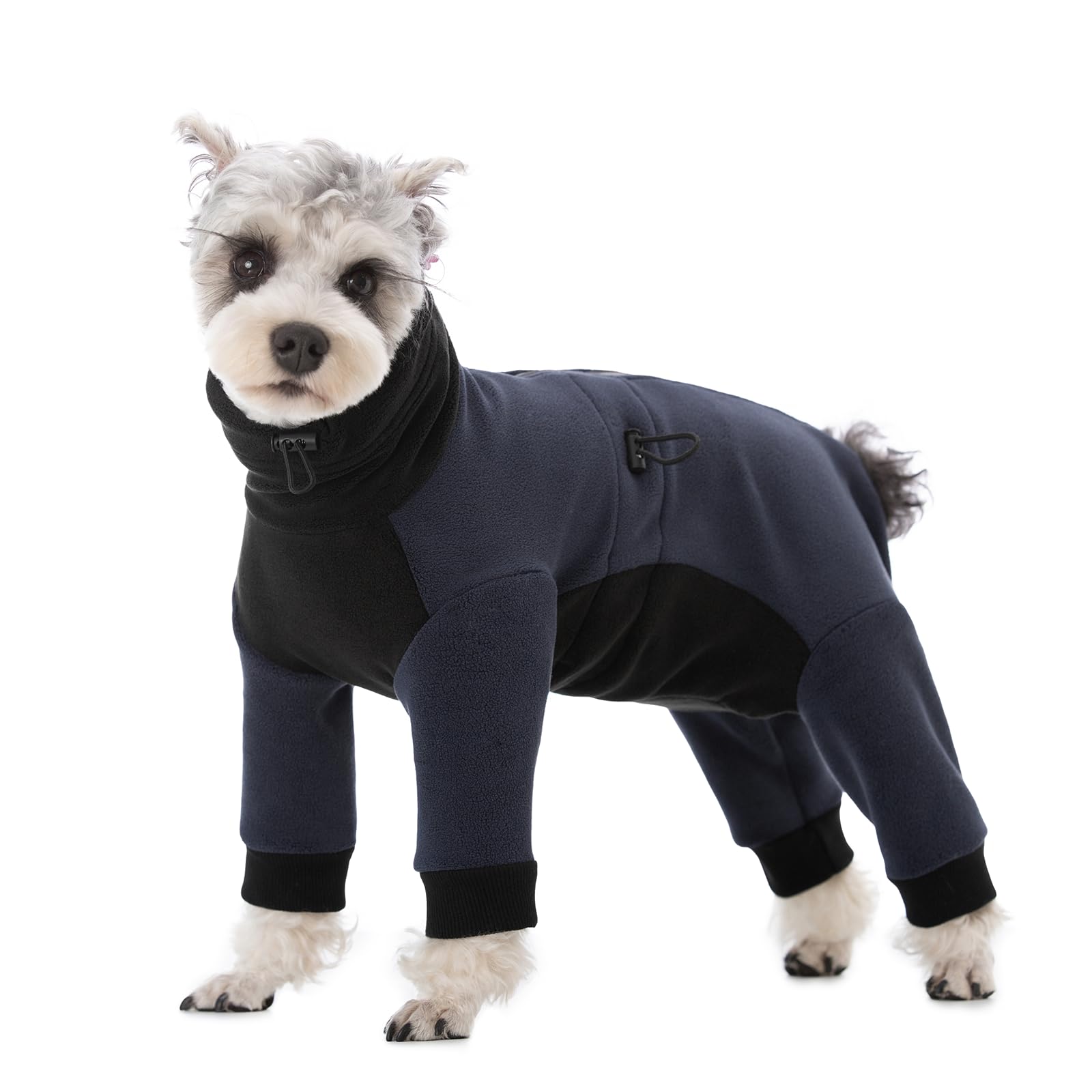 AITOLI Dog Winter Clothes for Small Medium Dogs, Windproof Dog Onesie Jumpsuit, Dog Cold Weather Coats, Turtleneck Fleece Dog Coat Anti Hair Shedding, Warm Dog Coat BodaySuit, Color-Block Dog Pjs