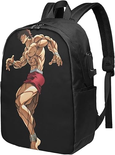 Baki the Grappler - Mochila para laptop, mochila universitaria, impermeable, duradera, mochila de negocios con puerto USB, trabajo, viaje, casual,