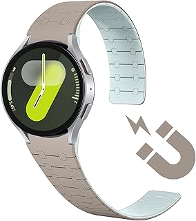 [LanQii] バンド 用の Samsung Galaxy Watch 7/6/5/4 (40mm 44mm)/Samsung Galaxy Watch FE/Galaxy Watch 6 Classic (43mm 47mm) 対応 シリコーン 磁気ストラップ バンド 柔軟 軽量 防水 カーキ