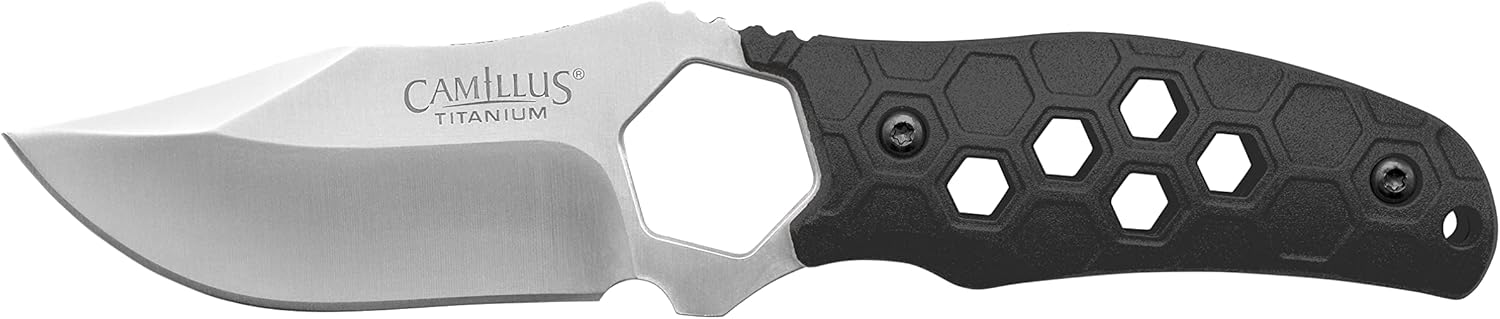 Camillus Comb 7.25" Clip Point Blade Durable Corrosion-Resistant 420 Stainless Steel Outdoor Survival Hunting Fishing Camping Fixed Blade Knife, Molded Sheath with 4 Additional Functions Included