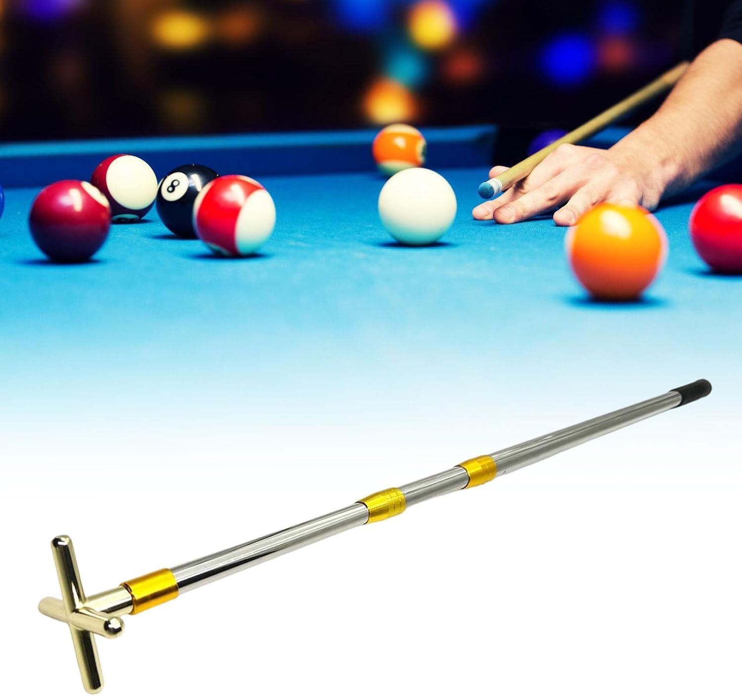 Lows Fork Billiards Bridges Rest with Stainless Steel Telescoping Shafts for Training and Competitions Indoor Outdoor Pool Cue Rest