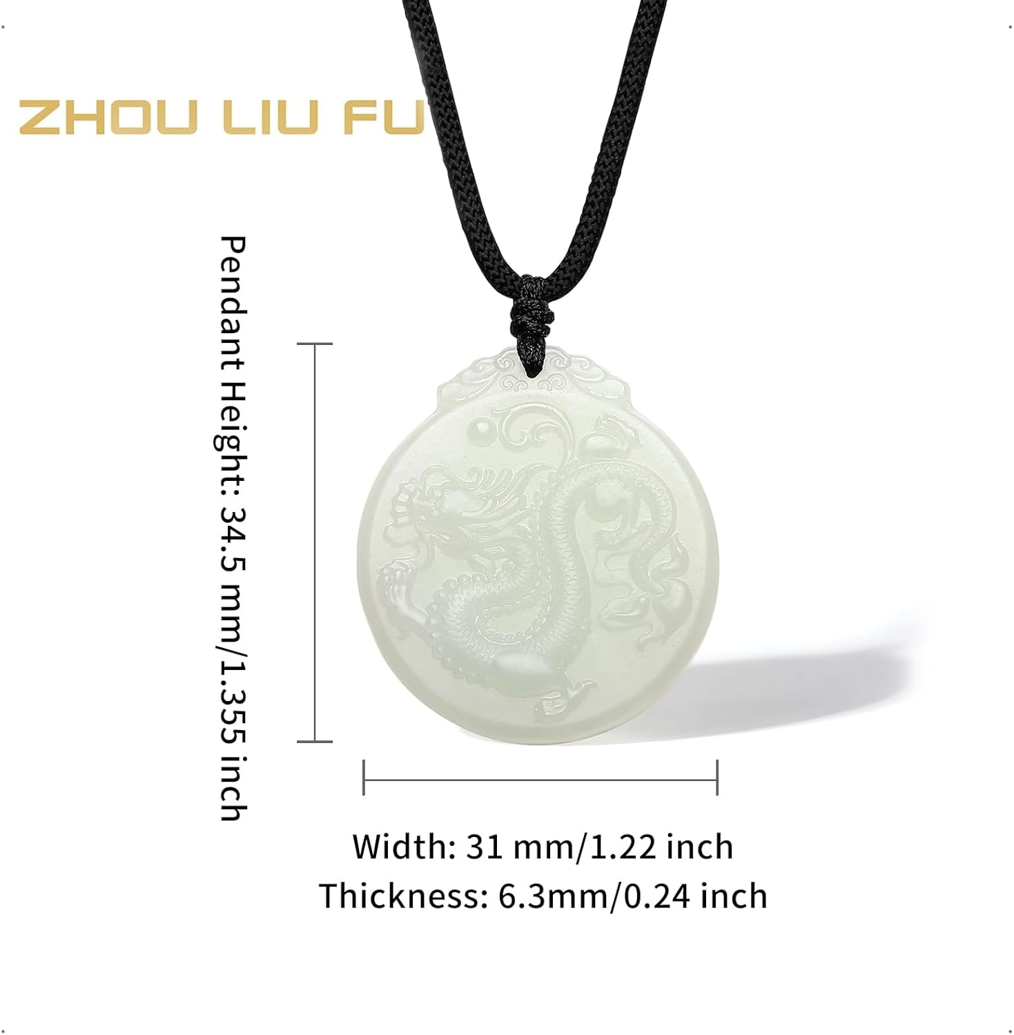 Jade Necklace Dragon Pendant White Healing Stone Necklaces Good Luck Chain Lucky Animal Charm Adjustable Choker Fortune Jewelry Hetian Jadeite Pendants Fashion Cool Charms Feng Shu...
