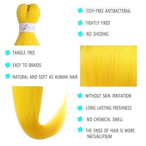 Miniatura 7 de Leeven Cabello trenzado preestirado de 30 pulgadas, paquete de 2 extensiones de cabello trenzado naranja preestirado sin picazón, trenzas trenzadas