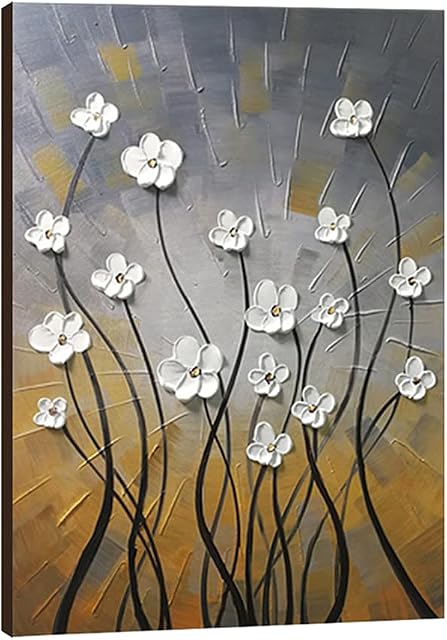 Wieco Art Morning Dancing 100% Peintures à l'huile florale à la main Toile Wall Art Moderne étirée et encadrée Grace Abstract Flowers Artwork Prêt à accrocher pour le salon Accueil Décorations Décor mural