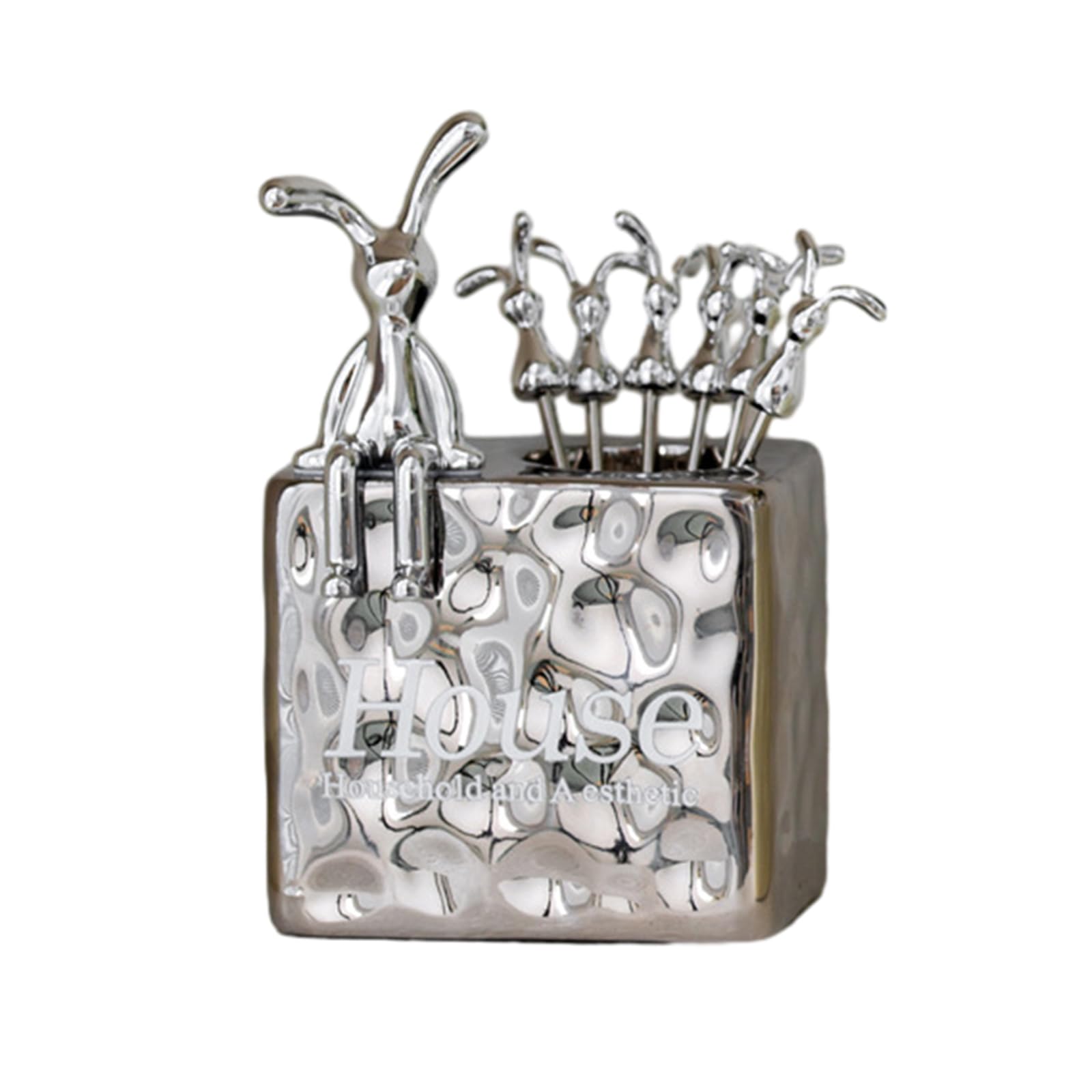Buxuaaaa 6 Pieces Fruit Fork Set Versatile Fruit Fork Storage Holder Cute Cake Set Perfect for Snacks and Desserts Dessert Forks