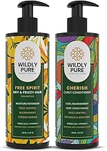 Wildly Pure Shampoo & Conditioner Combo for Dry, Frizzy & Curly Hair| Olive Tree Biomolecule with Omega 3, 6 & 9| Enriched with Vitamin E & Tocopherols| Curl Definition, Detangling & Hydration| Sulphate & Paraben Free| Men & Women | 150mL x 2