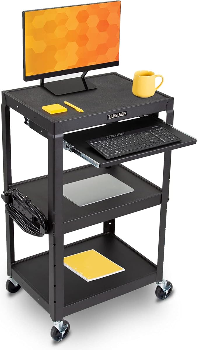Carts & Stands Height Adjustable Computer Workstation with 4 Casters