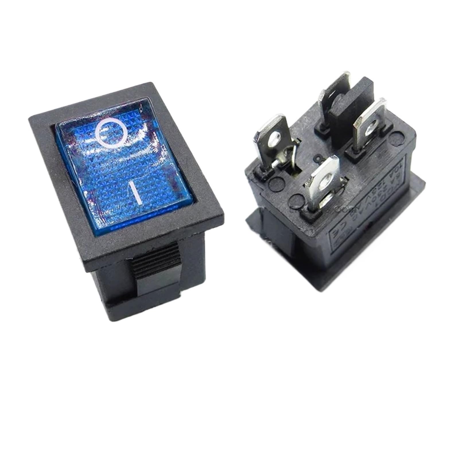 Wyłącznik Zapłonu 5/20 szt. Pasuje do przełącznika zasilania w kształcie statku WŁ. WYŁ. 10A 125V 6A 250V 2-pinowe/3-pinowe/4-pinowe przełączniki kołyskowe 15 * 21mm(4Pin Blue,20PCS)