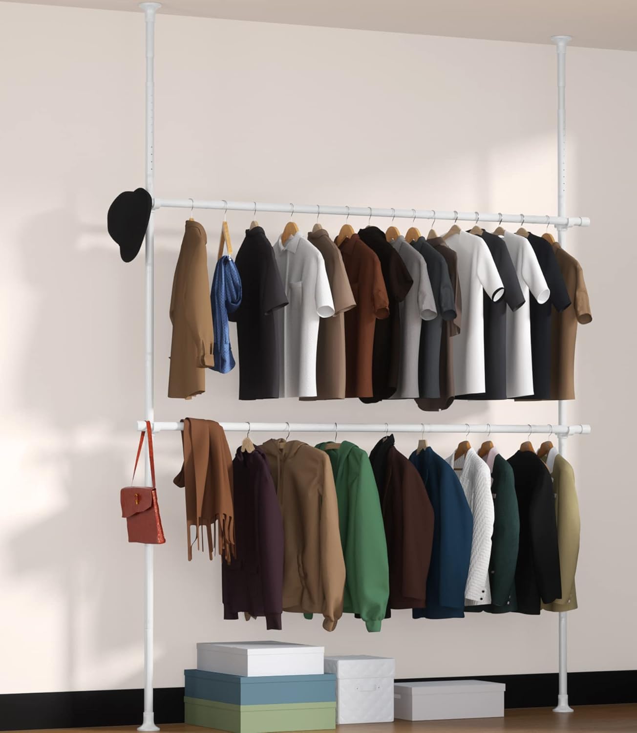 Closet Organizer Garment Rack, Heavy Duty 2Tier Adjustable