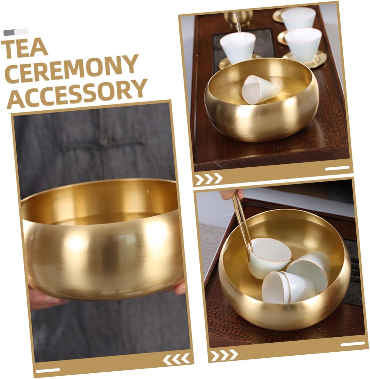 Brass Tea Cup Washing Bowl Tea Accessory Matcha Bowl Smooth Rim for Ceremony