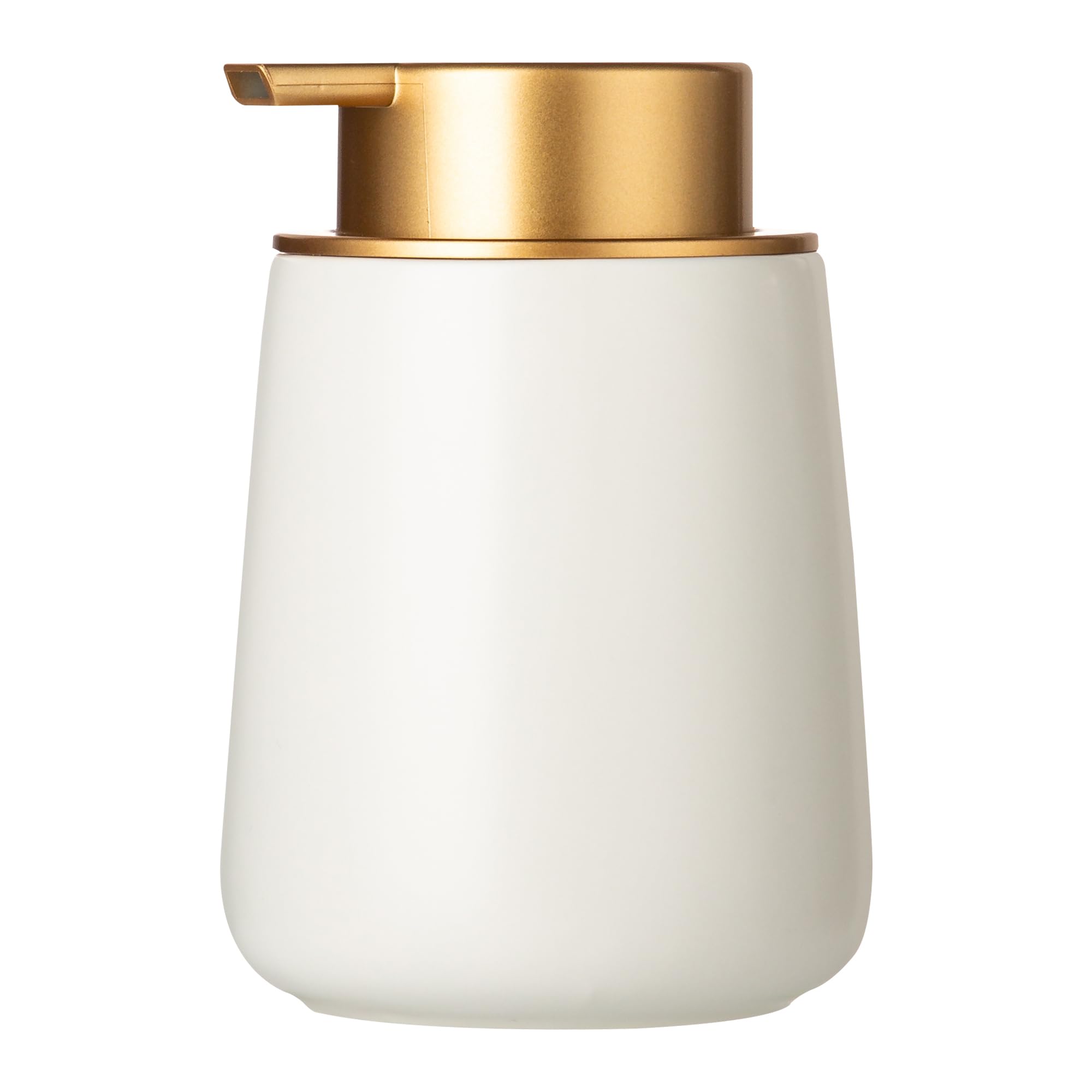Enra White Ceramic Soap Dispenser with Gold Pump