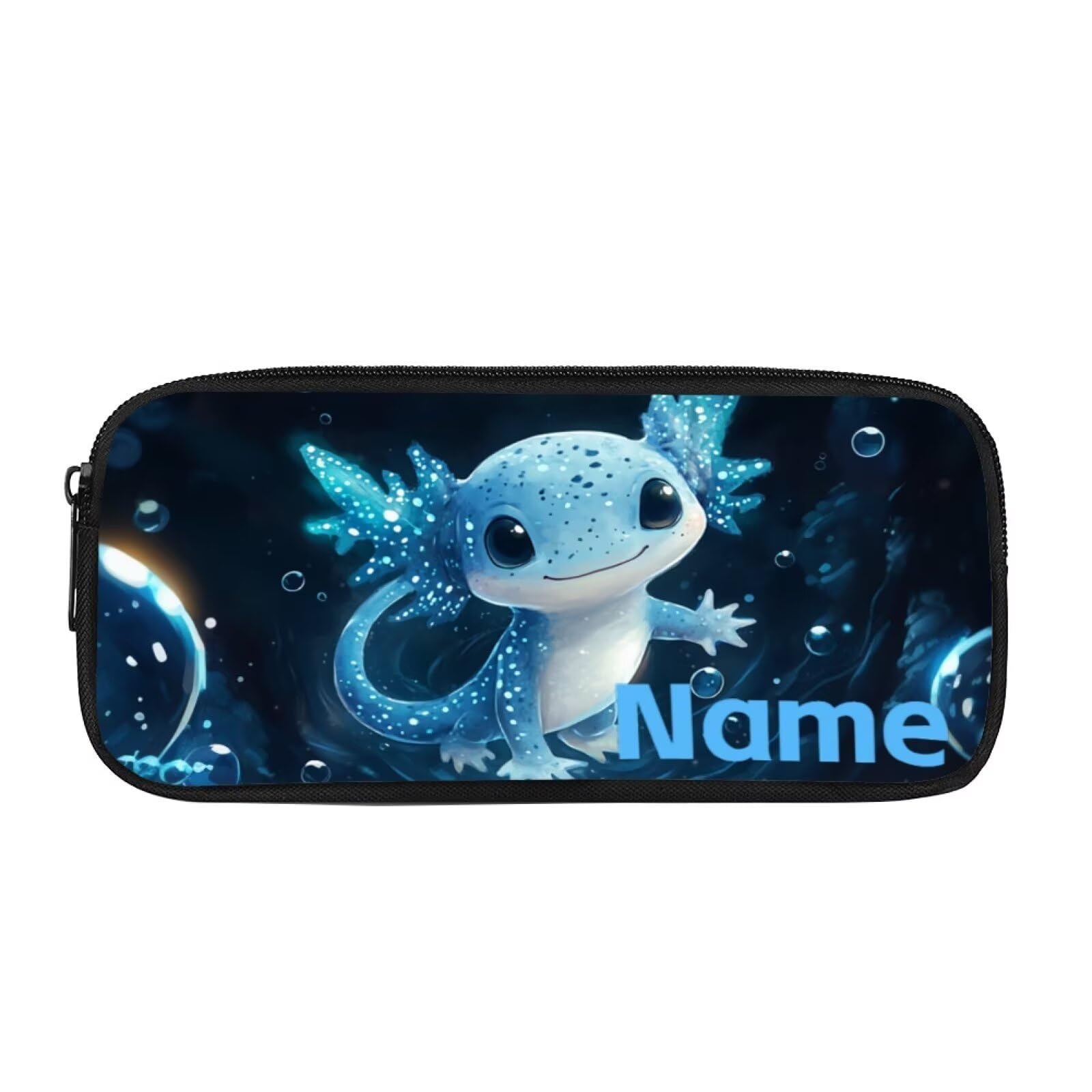 COEQINE Blue Axolotl Pencil Pen Case for School Office Large Capacity Supplies Storage Bag Stationery Pouch Holder Box Print Custome Name Travel Bag โ image 1