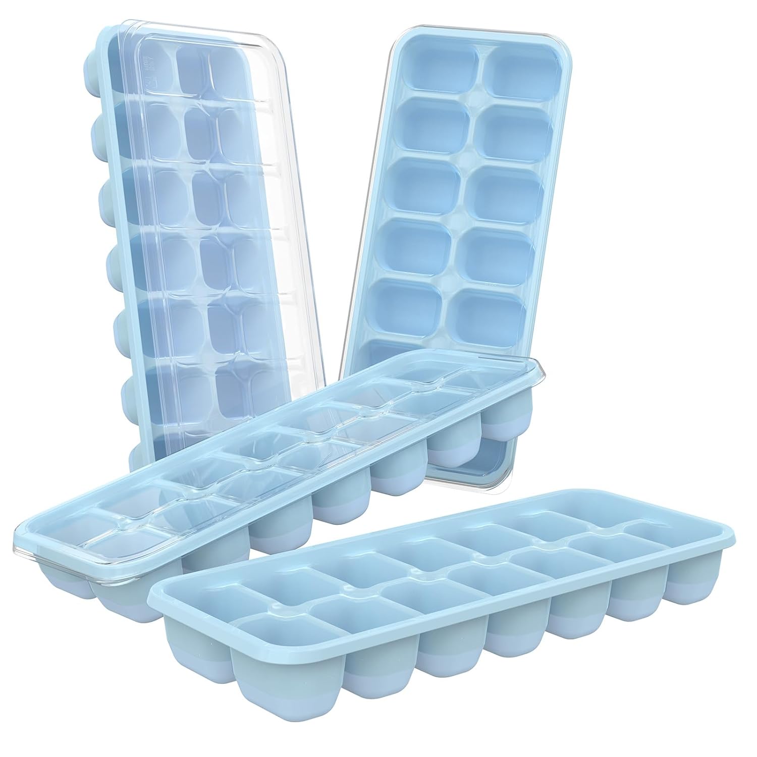 Product image of DOQAUS Ice Cube Trays 4 Pack, 56 pcs Silicone Ice Cubes Tray Maker with Spill-Resistant Removable Lid, Easy Release & Pop out, LFGB and BPA Free, Stackable Flexible, for Baby Food, Cocktail, Coffee