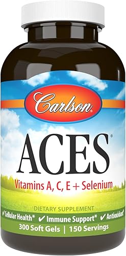 Carlson - ACES, vitaminas A, C, E + selenio, salud celular y apoyo inmunológico, antioxidante, 300 cápsulas blandas