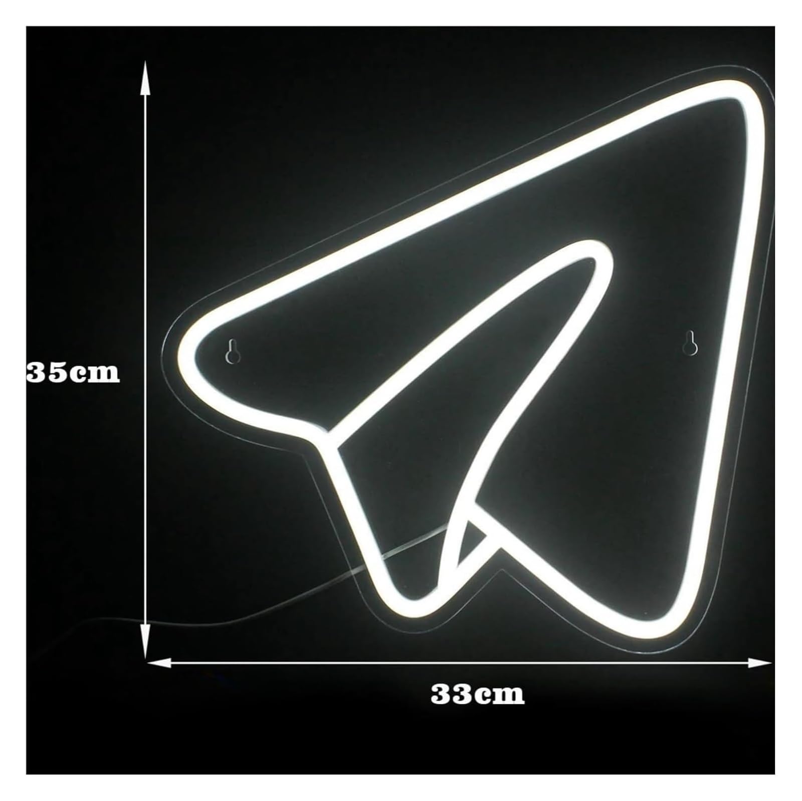 Decorazione luminosa al neon, aereo di carta per insegna per camera da letto negozio casa 33 cm × 35