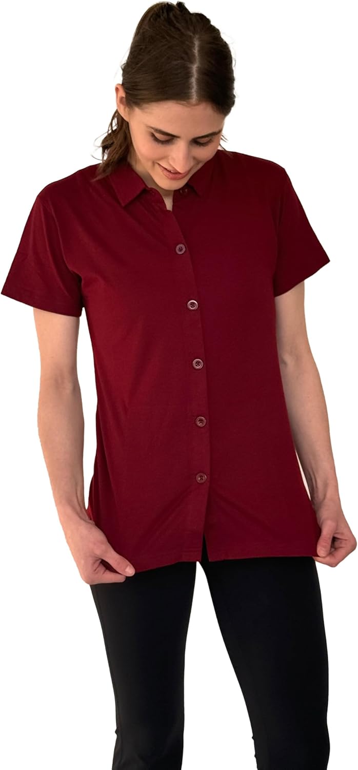 USBD Post Mastectomy Shirt with Drain Pockets Post Op Button Down Collar Shirt Recovery Tops - Image 9