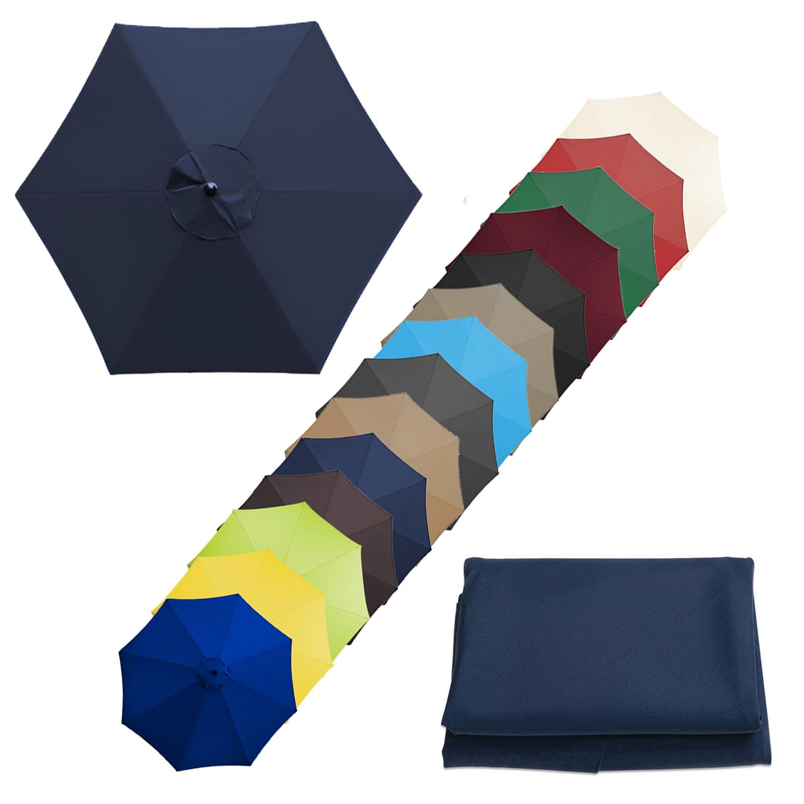 Replacement Canopy Top, Sun Umbrella Replacement Cloth 200cm/270cm/300cm+6 Arms/8 Arms Replacement Parasol Fabric Cover For Garden Umbrella(Color:Navy blue,Size:6 ribs-2.7m(8.8ft)) — image 1