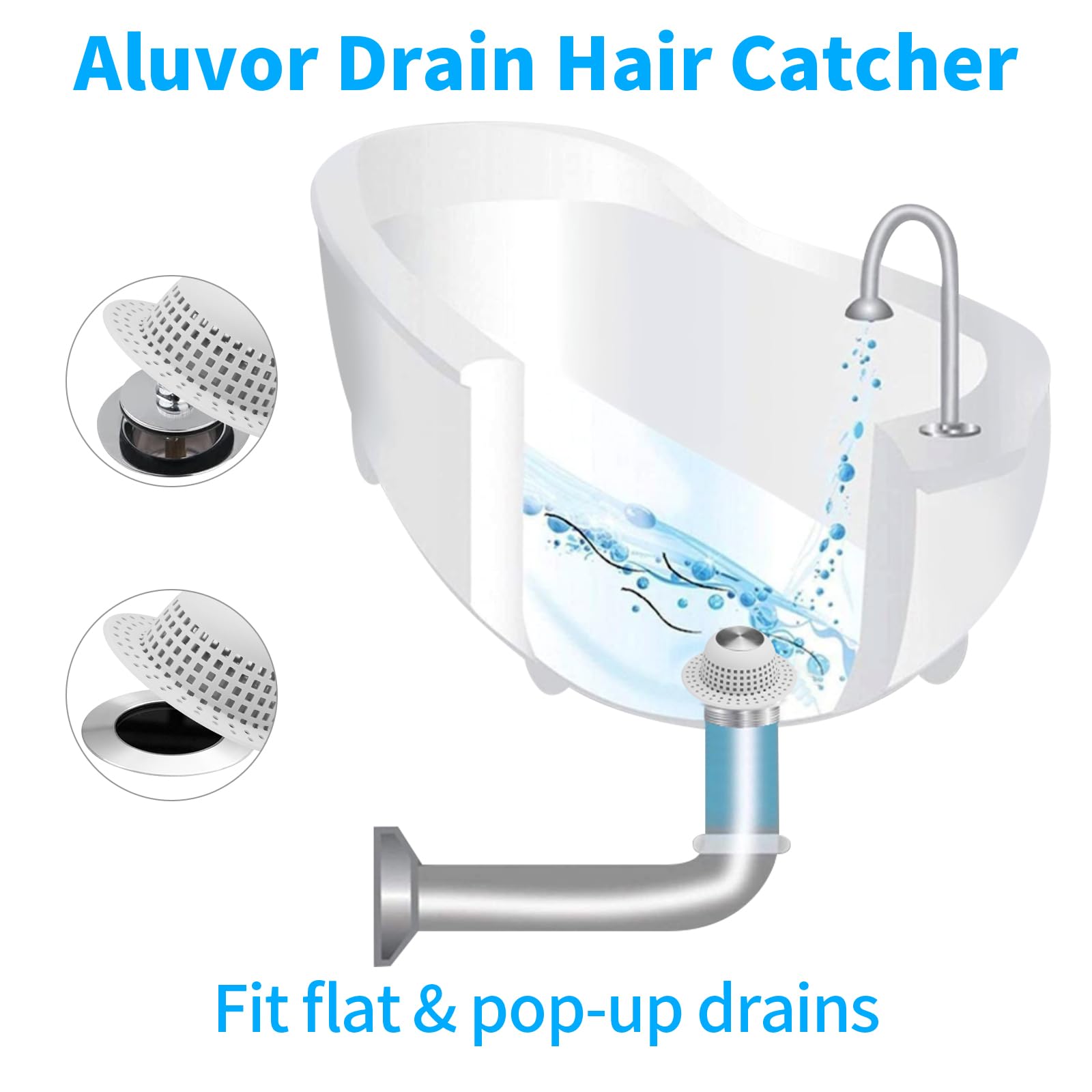 Aluvor Shower Drain Hair Catcher Bathtub Drain Cover Shower Protector for Pop-Up & Regular Drains