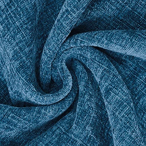 Image of CaliTime Pack of 2 Cozy Throw Pillow Covers Cases for Couch Sofa Home Decoration Solid Dyed Soft Chenille 12 X 12 Inches Ocean Blue