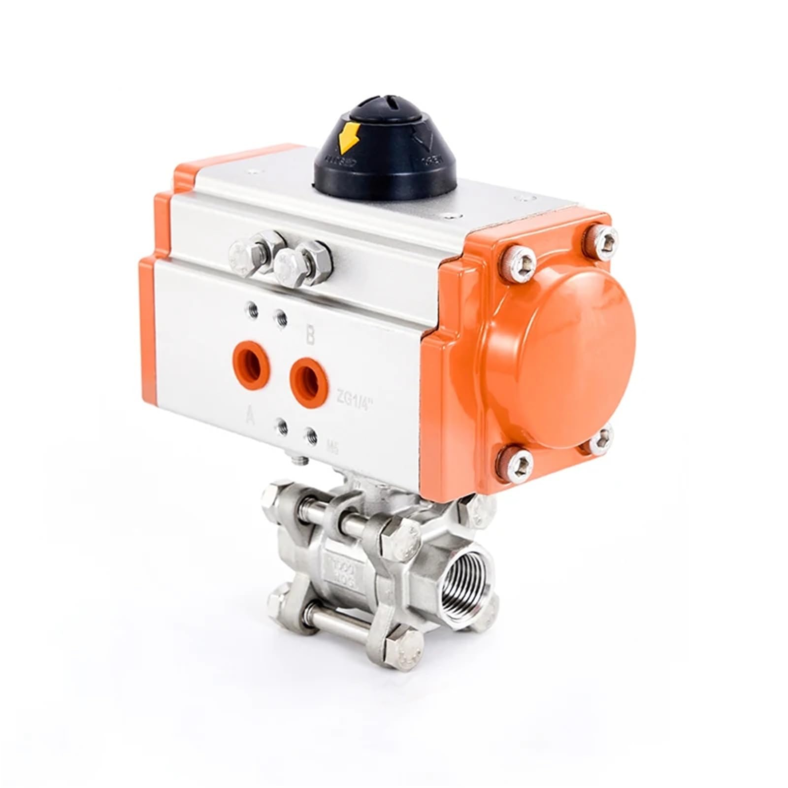 Vanne à boisseau sphérique pneumatique 3/8 filetage DN10 inox 304 3 pièces