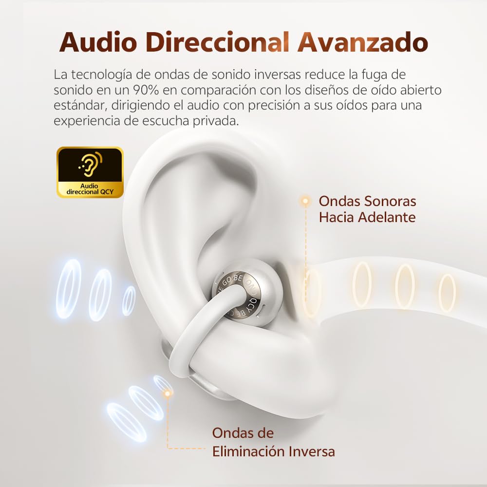 QCY Crossky C50 Auriculares Inalámbricos Bluetooth 6.0, Audifonos Deportivos Abiertos con Clip y 4 micrófonos, Cancelación de Ruido en Llamadas nítidas por AI, 35H Reproducción, IPX5 Impermeables