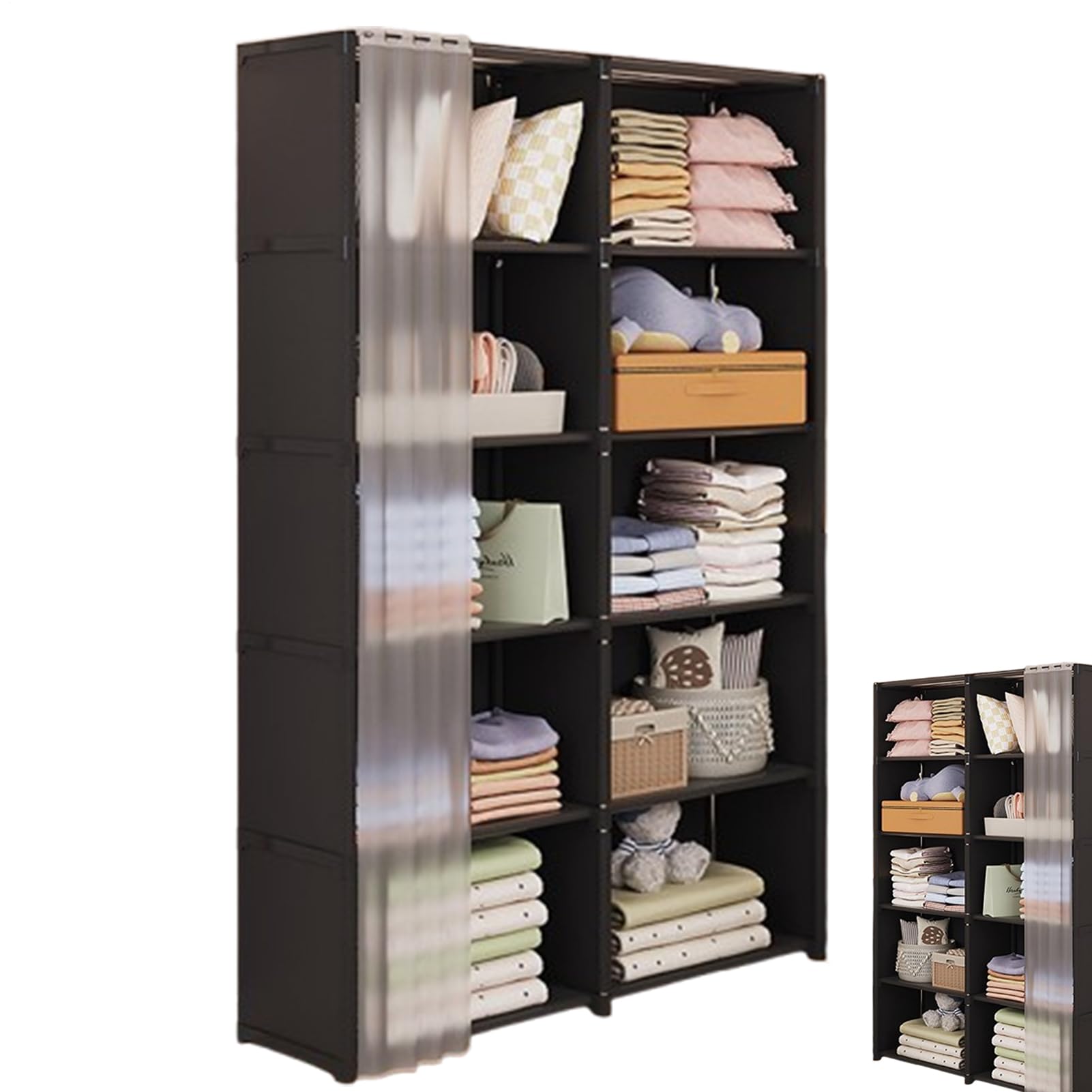 Armadio Portatile, Appendiabiti Vestiti | Organizzatore Di Vestiti per la | Conservazione Armadi - Organizzatore di Stoccaggio Armadio Scaffale Di Vestiti con Copertura In Tessuto Non Tessuto per